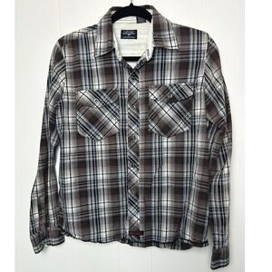 Y2K Fender Shirt by Rock & Roll Religion Plaid XL Snap Front Skater grunge 90s